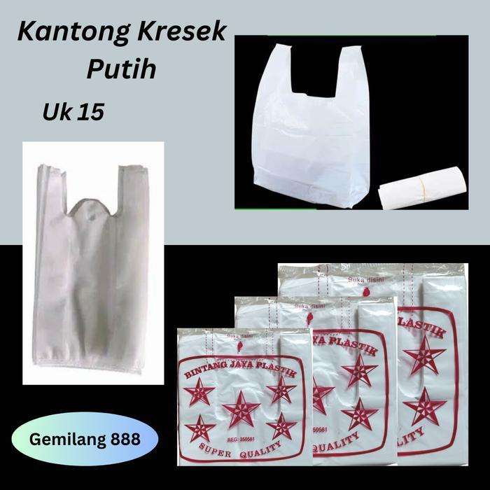 Eko Putih Uk 15 Kantong Plastik, kantong Kresek putih tipis Kecil
