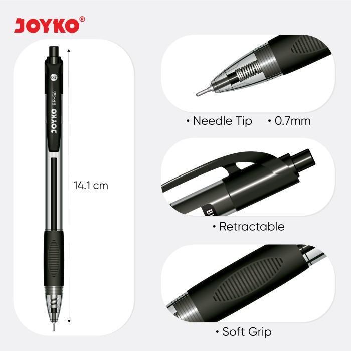 [] JOYKO Ball Pen Pulpen 1 Pack BP-56 0.7mm Isi 12 Pcs