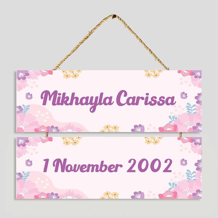 Kamila Creative - Hiasan Dinding Gantung Custom Nama Dan Tanggal Lahir Dekorasi Anak Terjamin