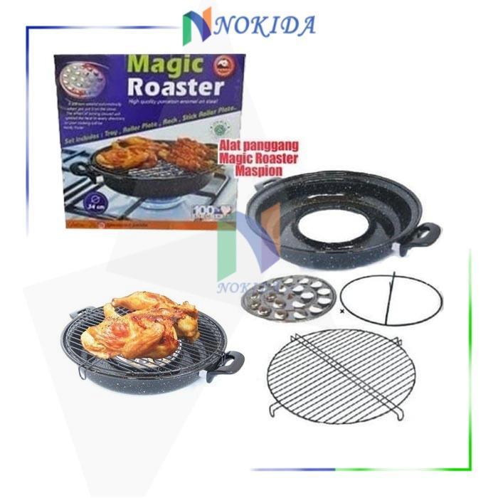 Nokida Magic Roaster Alat Pemanggang Ayam Bakar Anti Lengket [34 Cm] / Bakaran Sosis Kompor Gas /