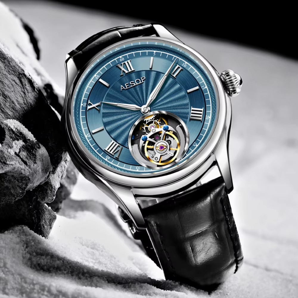 AESOP Real Tourbillon Mechanical Watches Limited Edition Luxury Men Manual Winding Movement