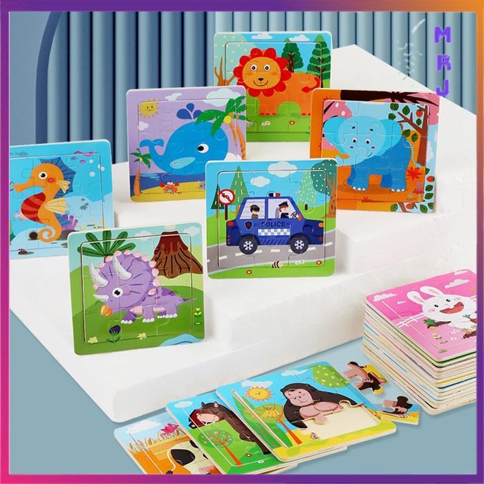 ESTENIK` (COD) Mainan Puzzle Anak Puzzle Kayu Jigsaw Edukasi Wooden Puzzle Mini