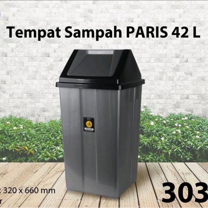 Tong Sampah Besar 42 Liter Abu /Tempat Sampah Besar Tutup Goyang