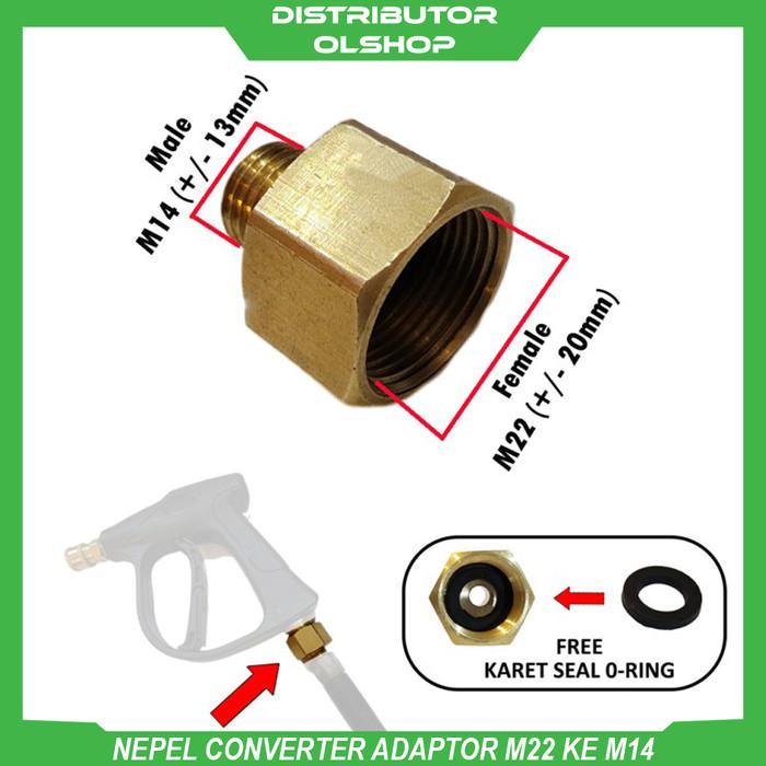 Sambungan Nepel Female M22 To Male M14 Adaptor Konverter Jet Cleaner