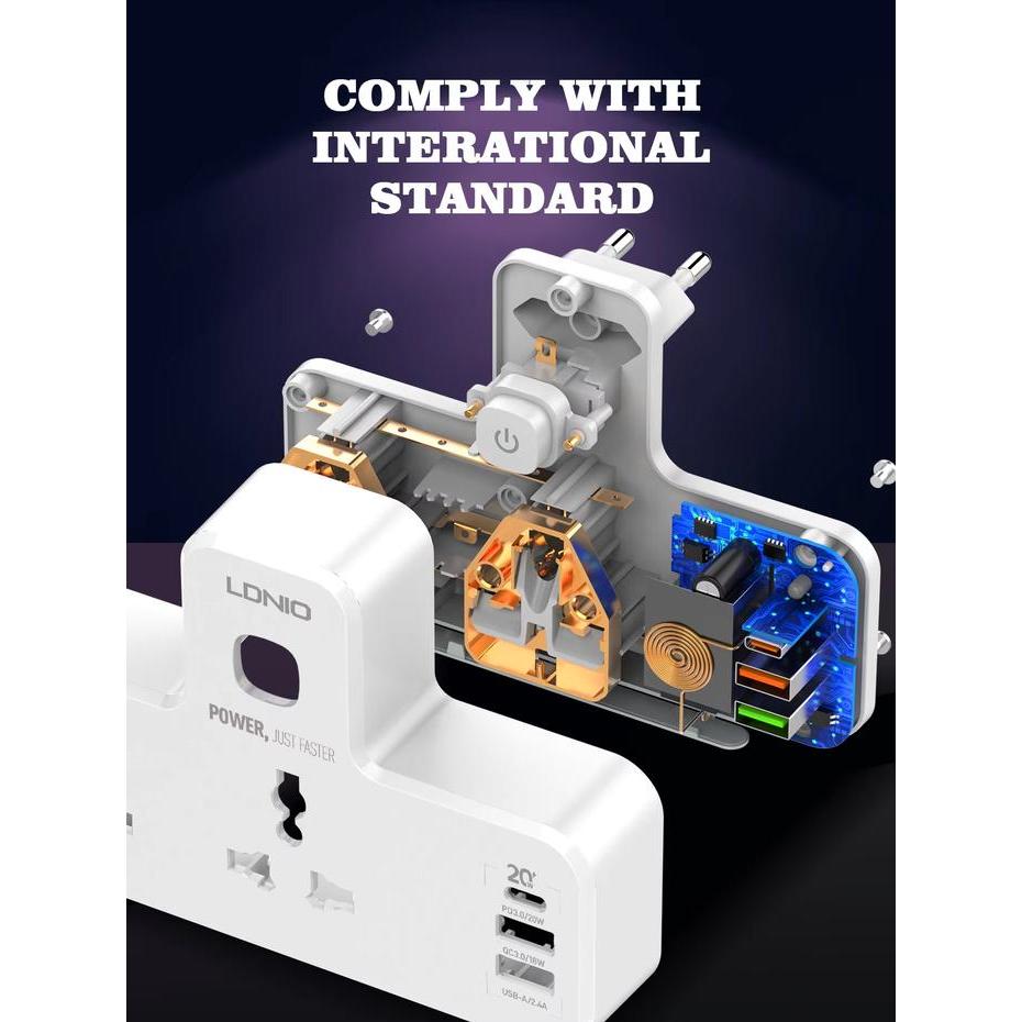 Power Socket Ldnio Sc2311 Led Lamp 2 Socket 3Usb Port Adaptor