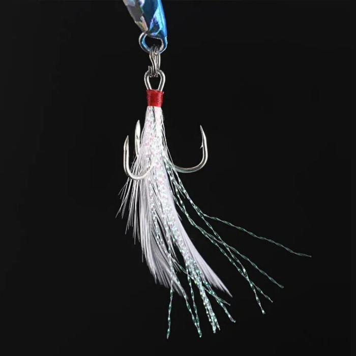 Umpan Pancing Metal Jig Hologram Umpan Pancing Ikan Laut Casting Jigging Kail Bulu