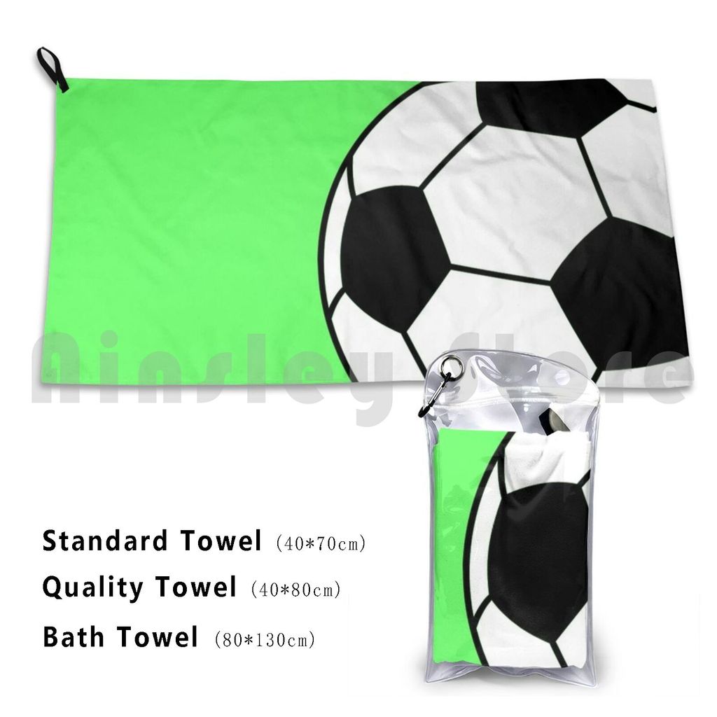 Neon Green Soccer Ball Pink Custom Towel Bath Towel Soccer Football Rugby Epl
