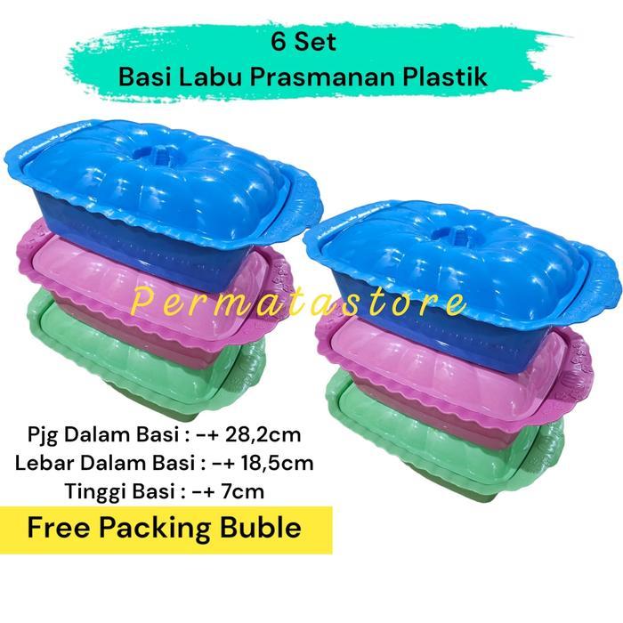 6 Set Basi Labu Prasmanan Plastik Wadah sayur + tutup Tempat Lauk