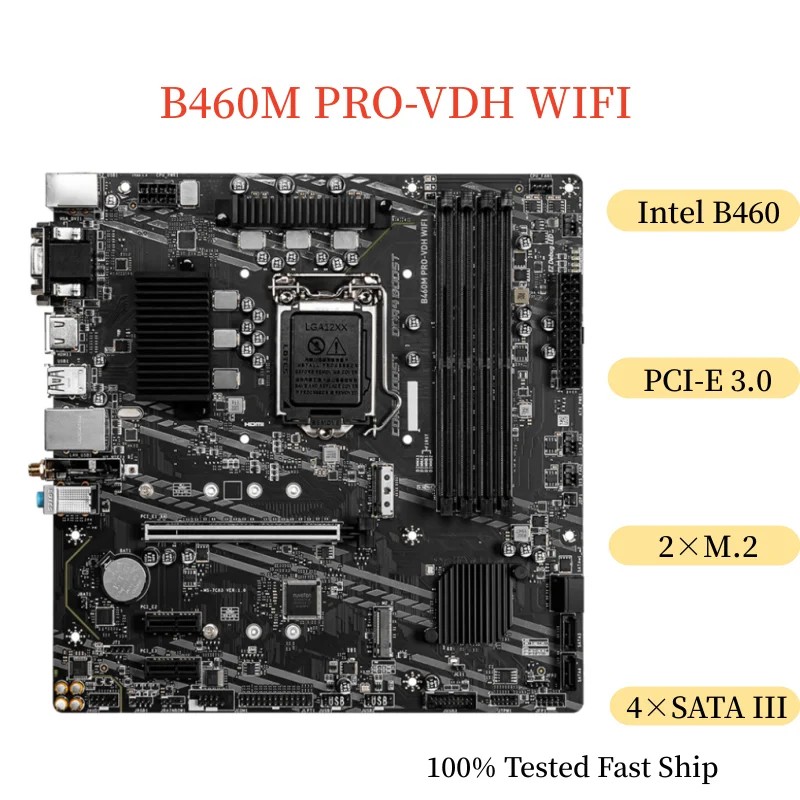 For MSI B460M PRO-VDH WIFI Motherboard 128GB LGA 1200 DDR4 Support 10th CPU Micro ATX Mainboard 100%
