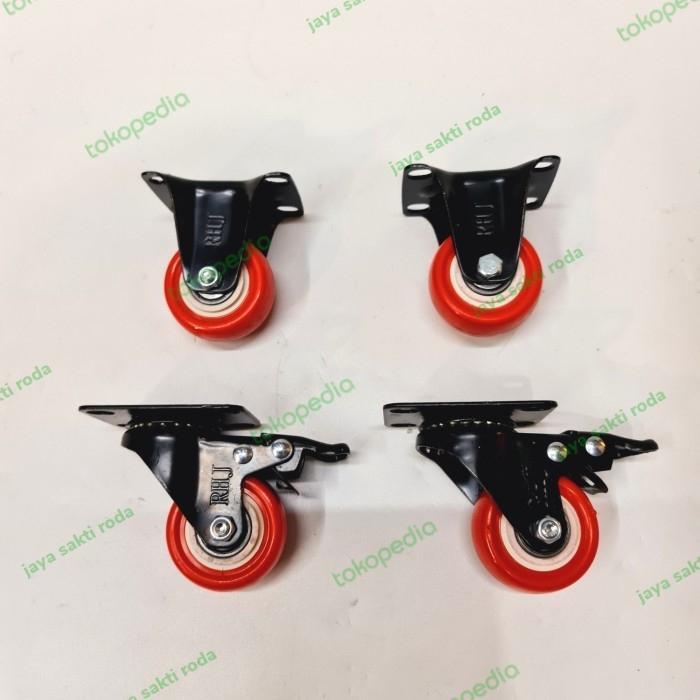 RODA RAK/LEMARI/FURNITURE 2 INCH PVC RHJ-TW MERAH (2REM 2MATI)