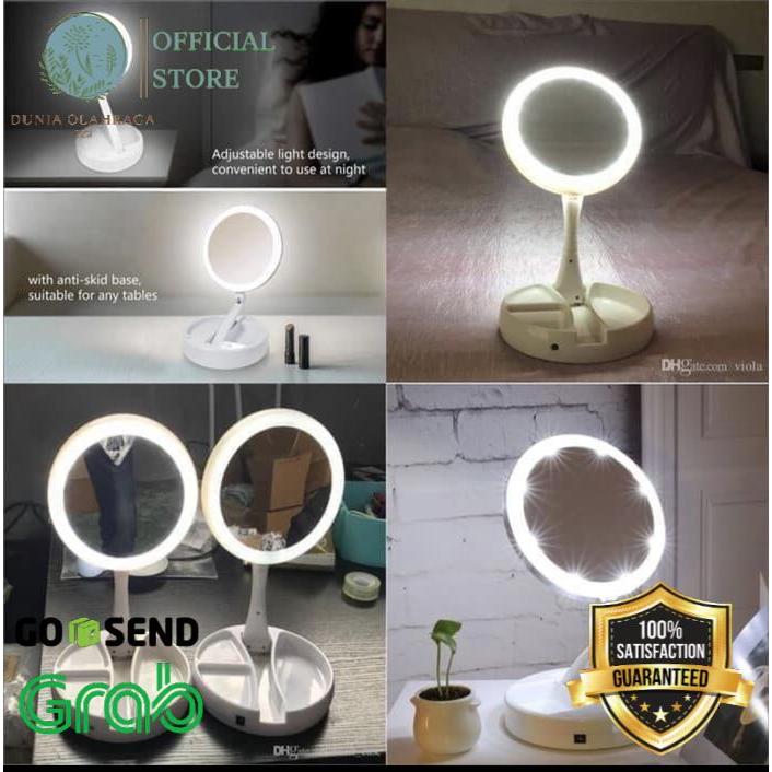 PROMO MAGIC Mirror kaca makeup 17,5 cm with 7X Zoom & Lampu LED