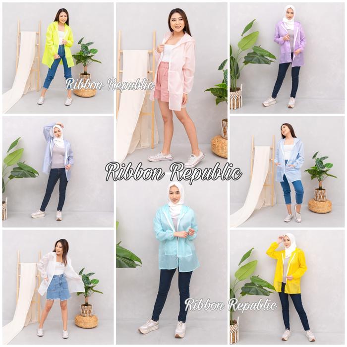 Jaket Wanita Long Coat Parasut Semi Transparan Woman Casual Jacket