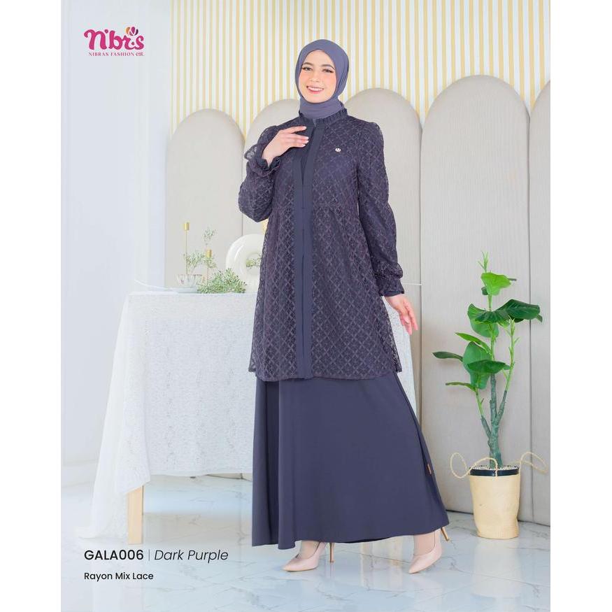 NIBRAS GALA 006 GAMIS BROKAT MODEL KEKINIAN GAMIS LEBARAN GAMIS SIMPLE NIBRASSYARI GALA 006
