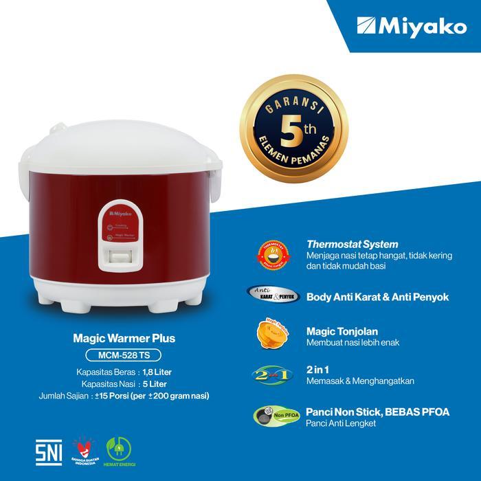 [COD READY] MIYAKO RICE COOKER ANTI LENGKET 3 IN 1 / MAGIC COM MCM528 TS / MCM 528 TS / MCM-528 TS