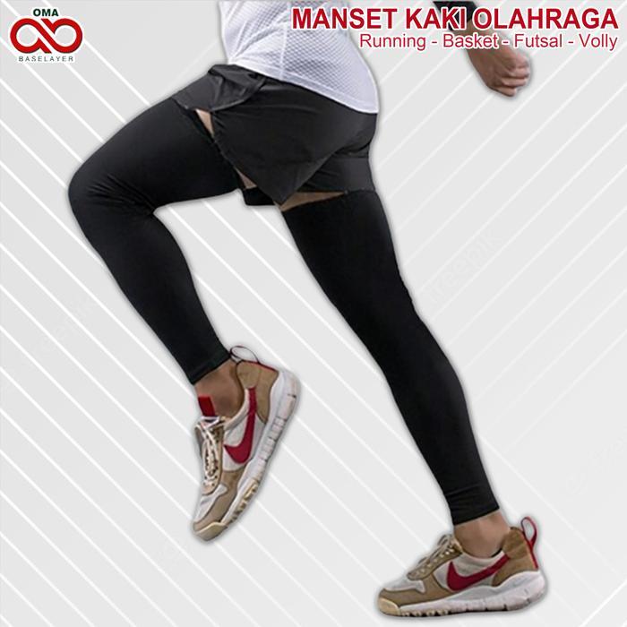 Manset Deker Kaki Panjang Pria Pelindung Lutut Olahraga