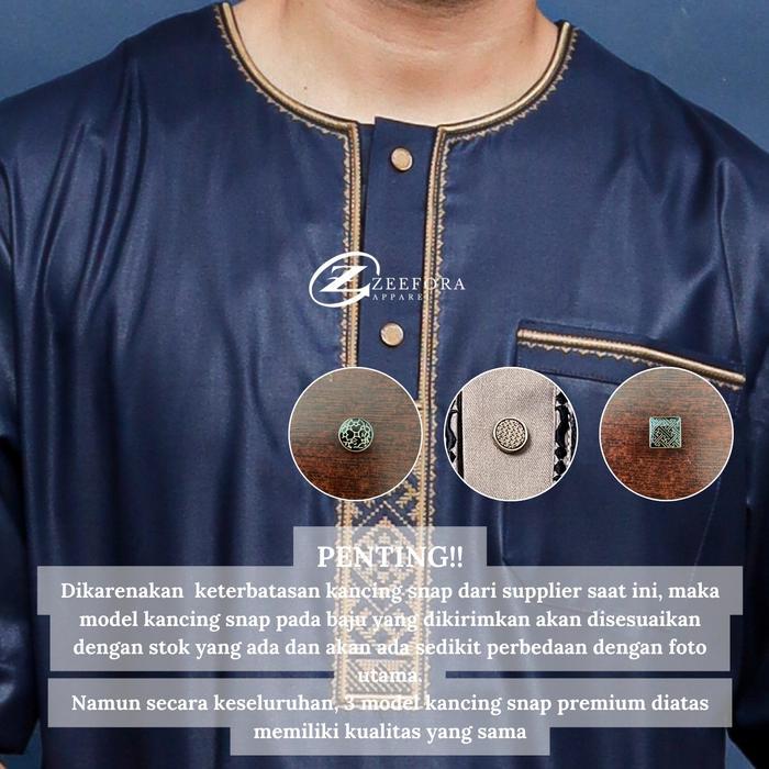 ZEEFORA JUBAH PRIA IKAF PREMIUM YAQUB HITAM BORDIR KANCING SNAP LENGAN PENDEK KERAH OBLONG DEWASA