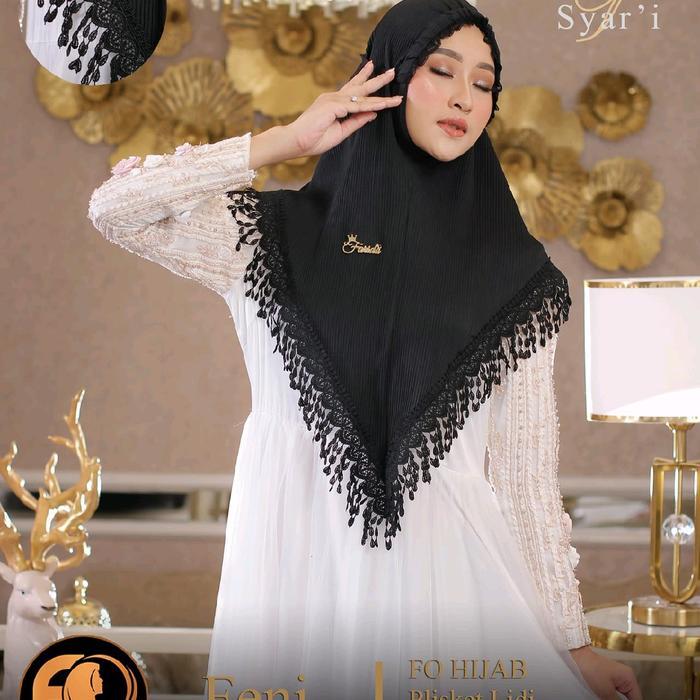 Sedia hijab fo feni plisket pet kerut mukena renda