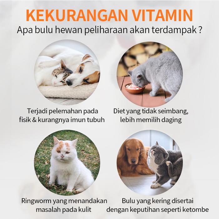 Premium Vitamin Bulu Kucing Anti Bulu Lebat Rontok Kucing Kalsium Kucing Anjing Suplemen Kalsium