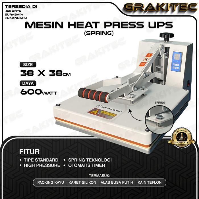 Terbaru Grakitec Mesin Heat Press Sablon Kaos 38X38 600 Watt