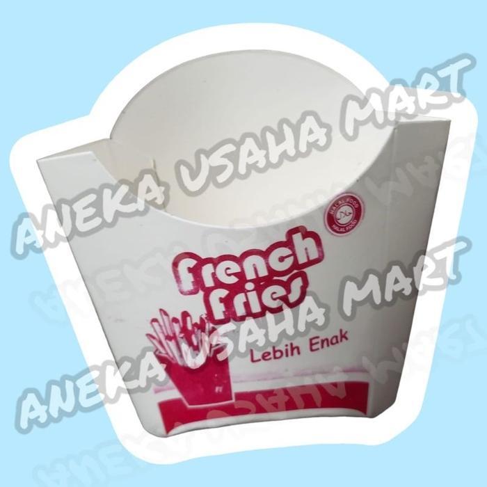 100 Pcs Kertas Box Bungkus French Fries Bahan Ivory - Wadah Kentang Goreng
