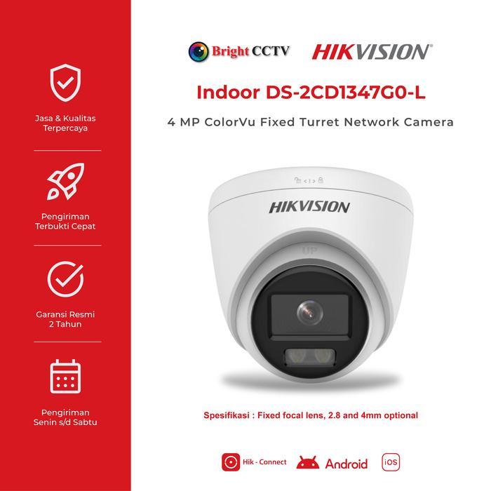 IP Camera Indoor ColorVU Hikvision DS-2CD1347G0-L 4MP COLORVU