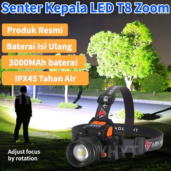 SENTER KEPALA ZOOM T50 LED 60W BISA SENSOR TANGAN SUPER TERANG BISA DI CAS Lampu Usb Tahan Lama