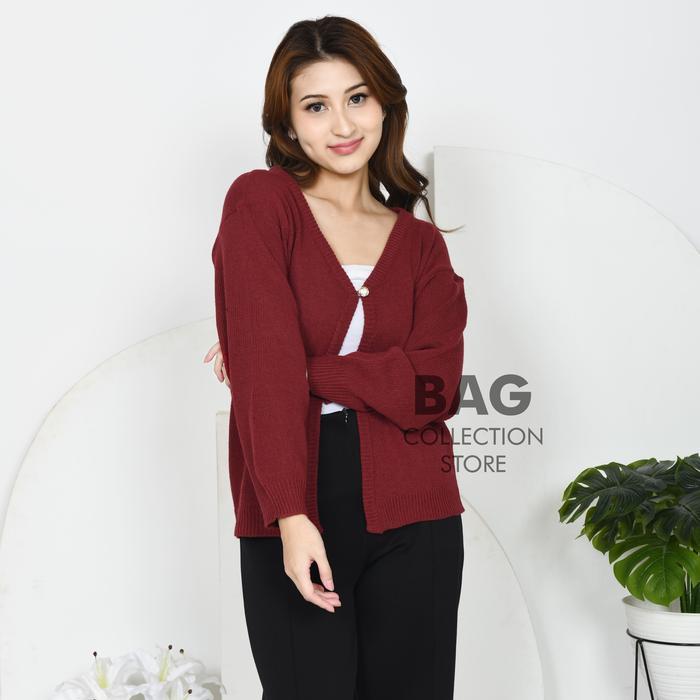 BAG - Mahyra Cardigan Kancing Satu Outer Rajut Atasan Wanita Kekinian Korean Style