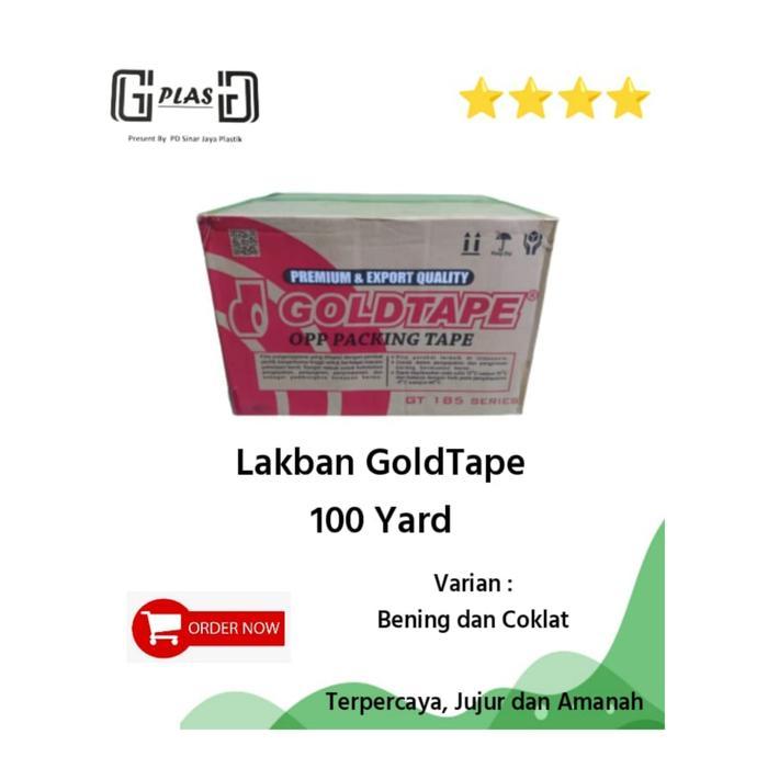 Premium Lakban Goldtape 100Yard Bening/Coklat Original