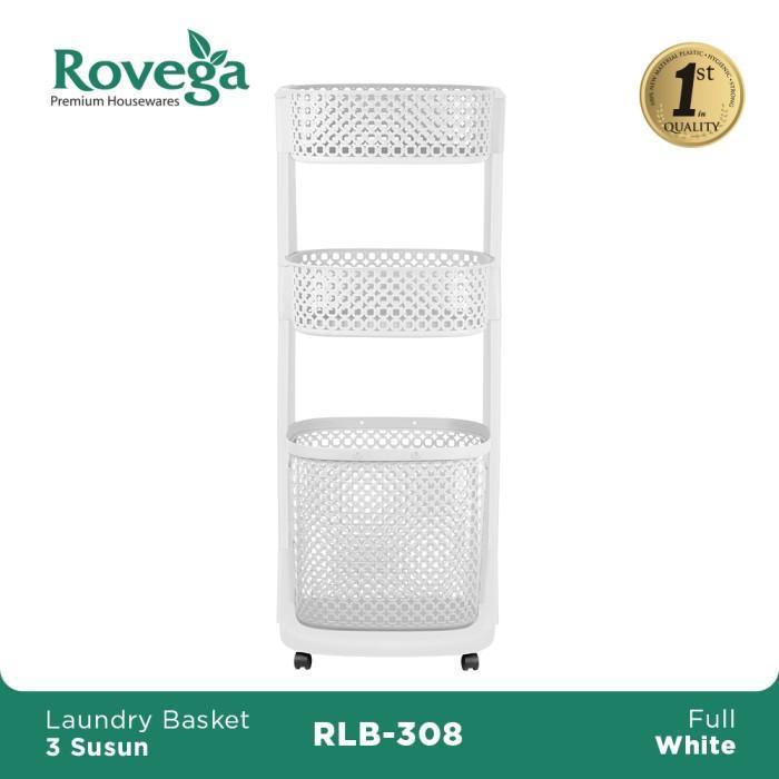 Rovega Rlb-308 Laundry Basket Susun 3 Tingkat Portable Roda Keranjang Pakaian Baju Kotor Bersih