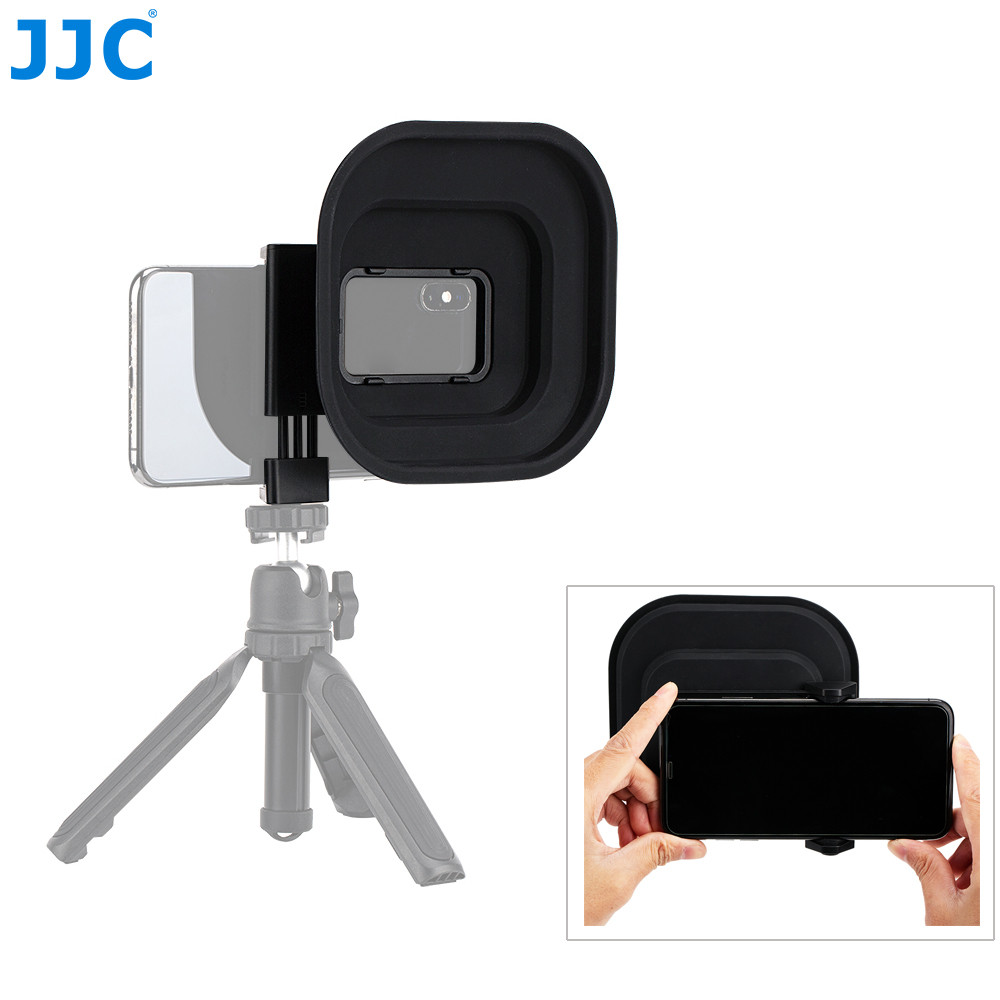 JJC Anti-Reflection Camera Lens Hood for iPhone 15 14 13 12 Samsung Android w Cold Shoe Phone Lens