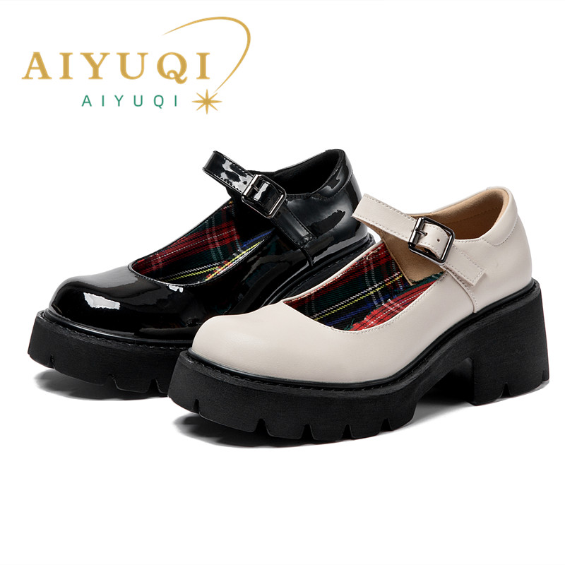 AIYUQI Mary Jane Shoes Female Spring Retro 2025 New Thick-soled British Style Loafers Leather