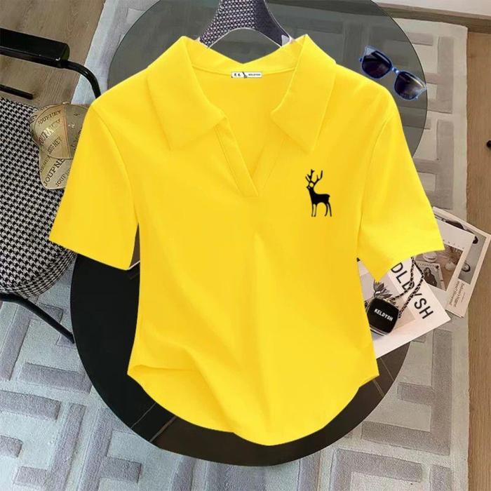 Kaos Crop Top Polo Shirt Wanita/Crop Top Polos/Kaos Wanita/T-shirt Kerah Polos//Kaos Crop Top Baju