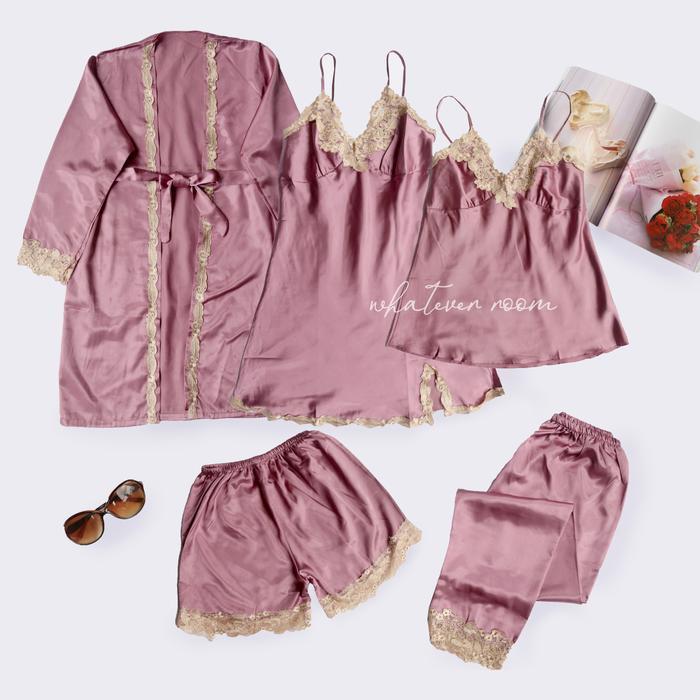 AGNOLE - SEXY LINGERIE KIMONO 5 IN 1 SET SLEEPWEAR CAMISOLE HONEYMOON