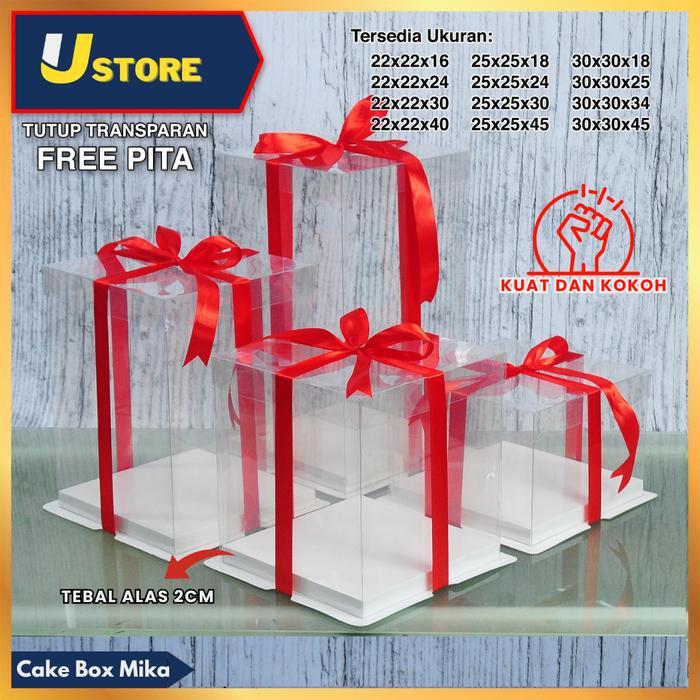 Cake Box Mika Dus Kue gift Box kotak hantaran kotak kado box mika Kotak Kue 18x18 cm Tutup
