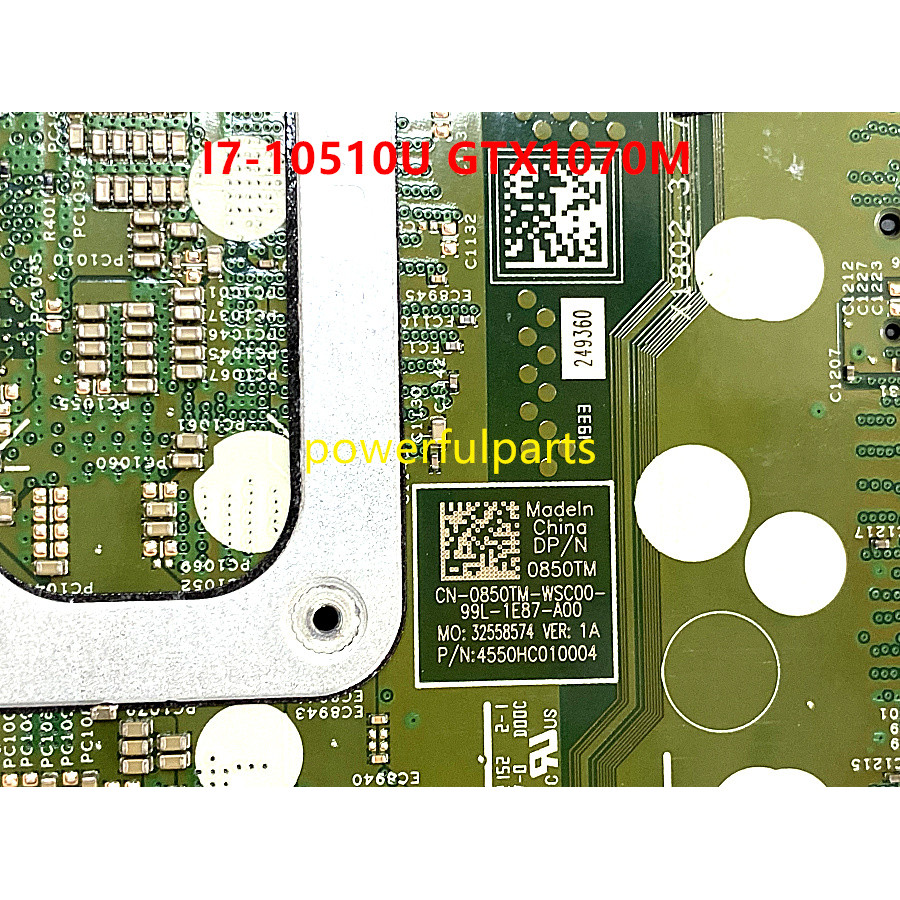 For Dell inspiron 7591 7791 Motherboard 18806-1 With i7-10510u +Graphic MX250 2GB 0850TM CN-0850TM