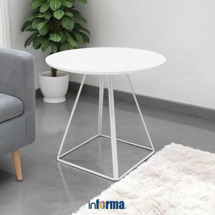 Informa Haora Meja Tamu - Putih Sisi Meja Pojok Santai Tempat Kopi Alas Vas Tatakan Gelas