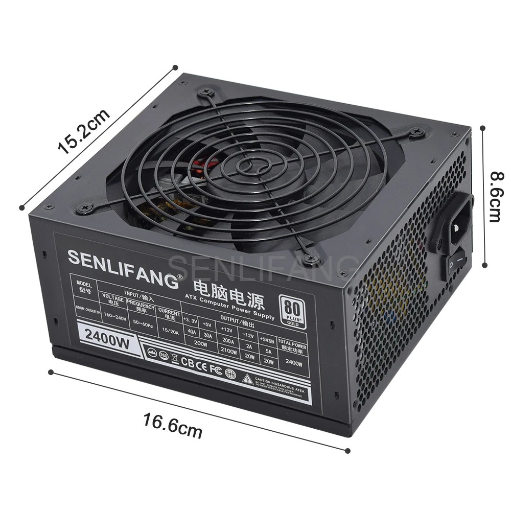 ATX 2000w 2400w 180-260v Suitable for All Kinds of Mining Power Supply 8GPU ETC RVN Rig Miner PC PSU