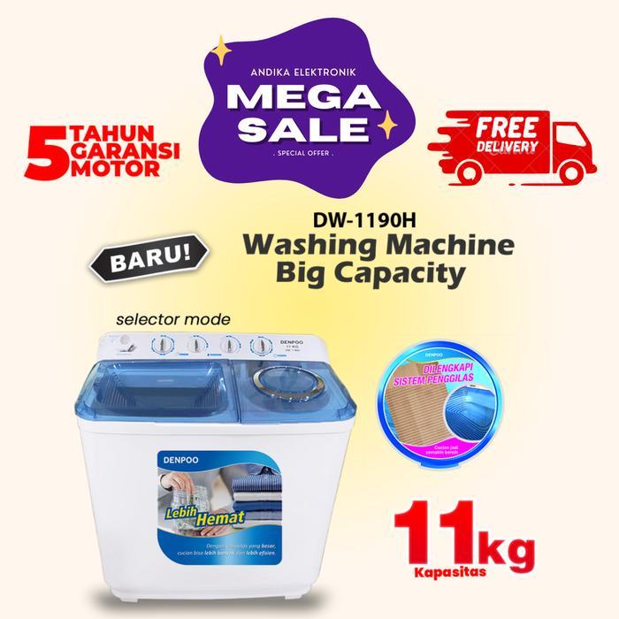Mesin Cuci 2 TABUNG STAINLESS Denpoo DW 1190 (11 KG)