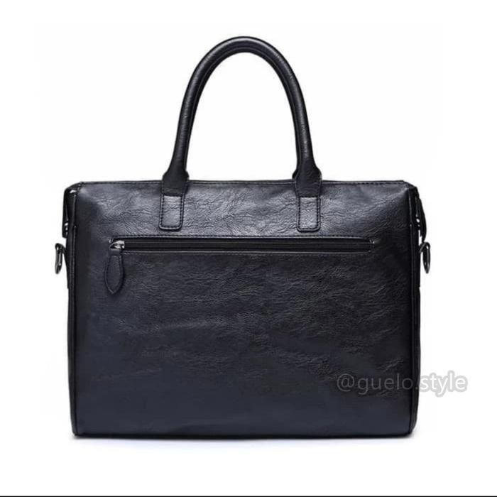 New Tas Laptop Selempang Kulit Hitam 14 Inch