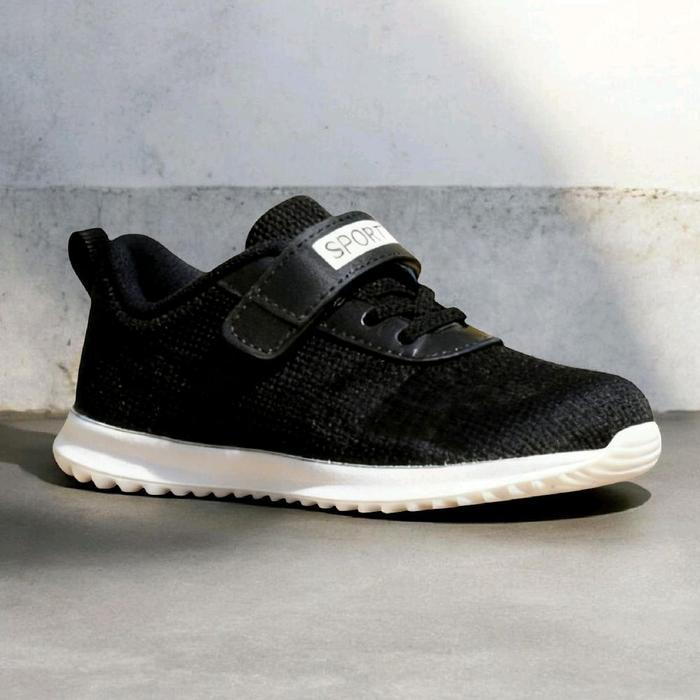 Sepatu Anak Sekolah Sport Usia Paud Sd Smp Varyasi Tali Velkro Hitam Polos Sepatu Anak Sport Sepatu