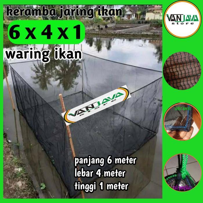 Keramba ikan jaring kotak ikan nila lele 6x4x1 jaring karamba apung