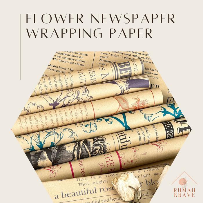 RUMAH KRAVE - Flower Newspaper Kraft Wrapping Paper Kertas Kado Buket