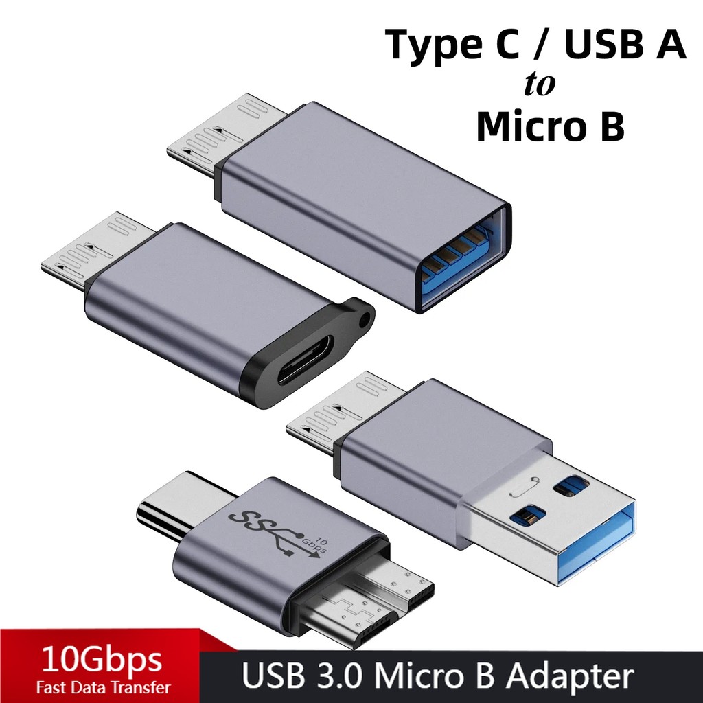 USB 3.0 Micro B to Type C Adapter Connector USB A to Micro B Data Transfer Converter for Laptop Hard