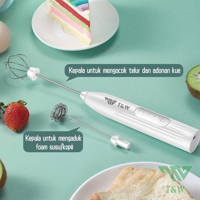 Tnw Pembuih Susu Pengocok Telur Handheld Blender Milk Frother Electric Mixer Portable Egg Beater Usb