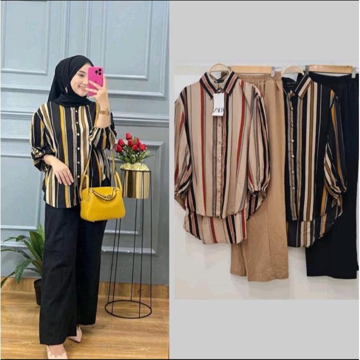 SETELAN WANITA MOTIF SALUR MALIKA // ONE SET WANITA TERBARU // SET PENJAMAS KEKINIAN TERMURAH