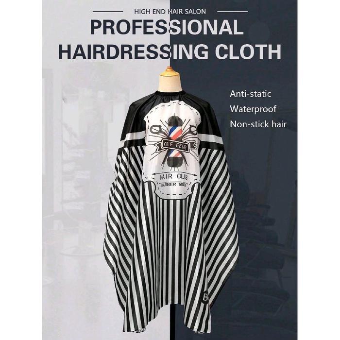 Kain Cukur Pangkas Rambut Kep Barber Cape Motif Salur Barberpole Jubah Potong Rambut Dewasa Apron