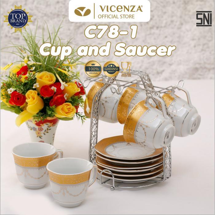 TERLARIS Vicenza Cup & Saucer - Tea Set Cangkir dan Lepek C78-1 Motif Padi