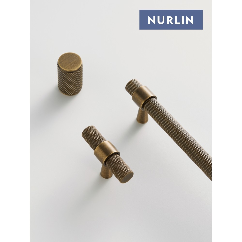 Nurlin Solid Brass Knurled Art Deco Retro Antique industrial style Kitchen Cabinet Wardrobe Drawer