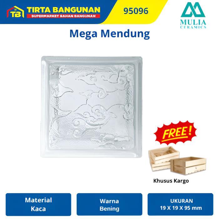 . MULIA 95096 BATIK MEGA MENDUNG 19 X 19 X 9.5 CM GLASS BLOCK BALOK KACA GLASS BOX RUANG PINTU KAMAR