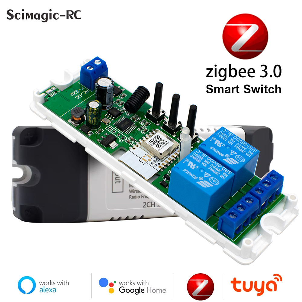 Dry Contact Tuya Smart Zigbee Switch 1 2 4 Channels Zigbee Din Rail Relay Board Module Two-channel